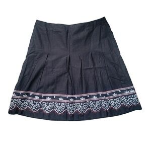 Elegant Black Skirt with White Embroidery